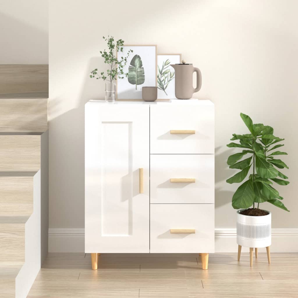 Sideboard High Gloss White 69.5x34x90 cm Engineered Wood - Merkel Designers