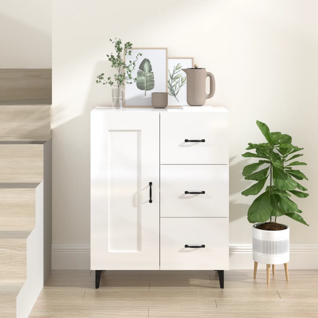 Sideboard High Gloss White 69.5x34x90 cm Engineered Wood - Merkel Designers
