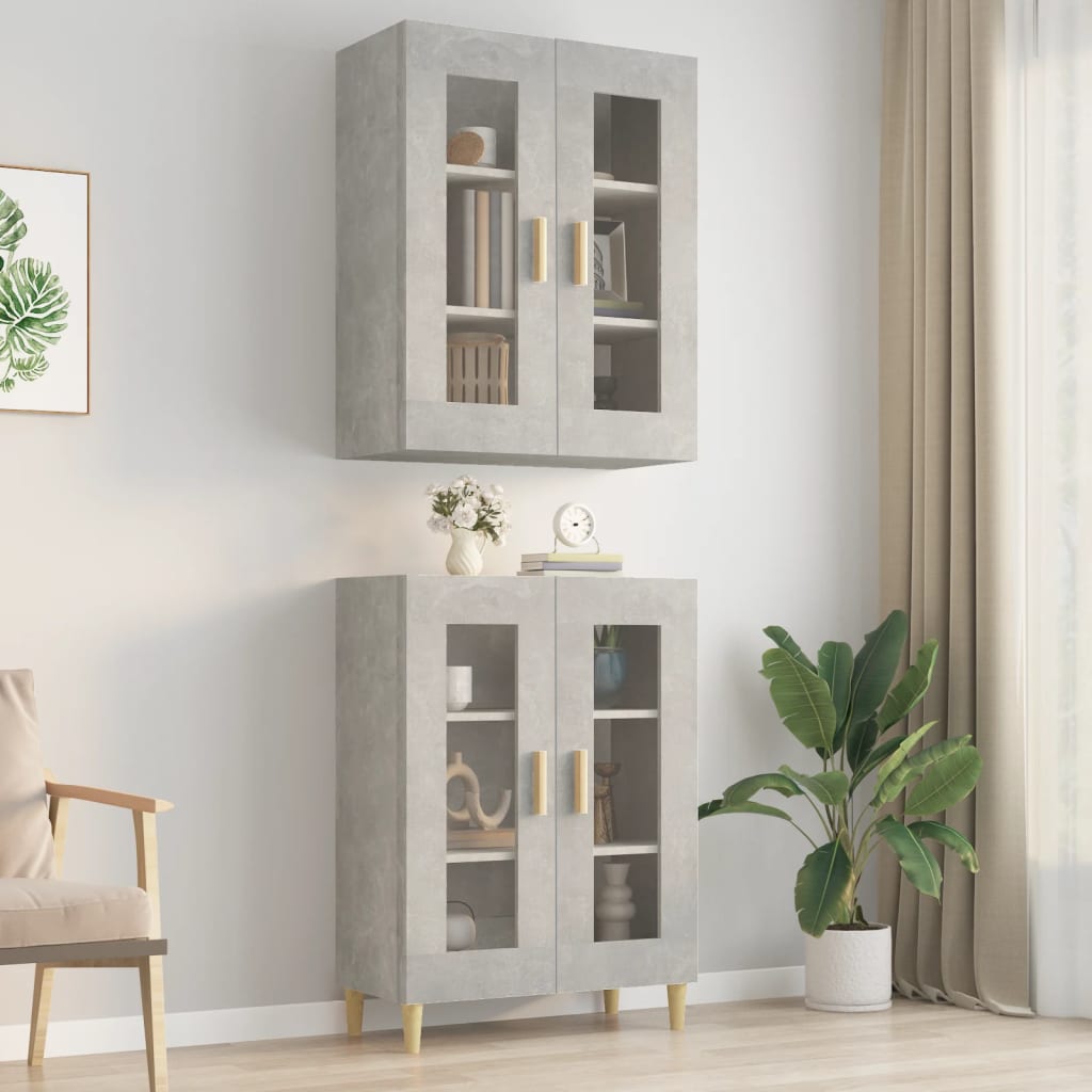Hanging Wall Cabinet Concrete Grey 69.5x34x90 cm - Merlin Deals