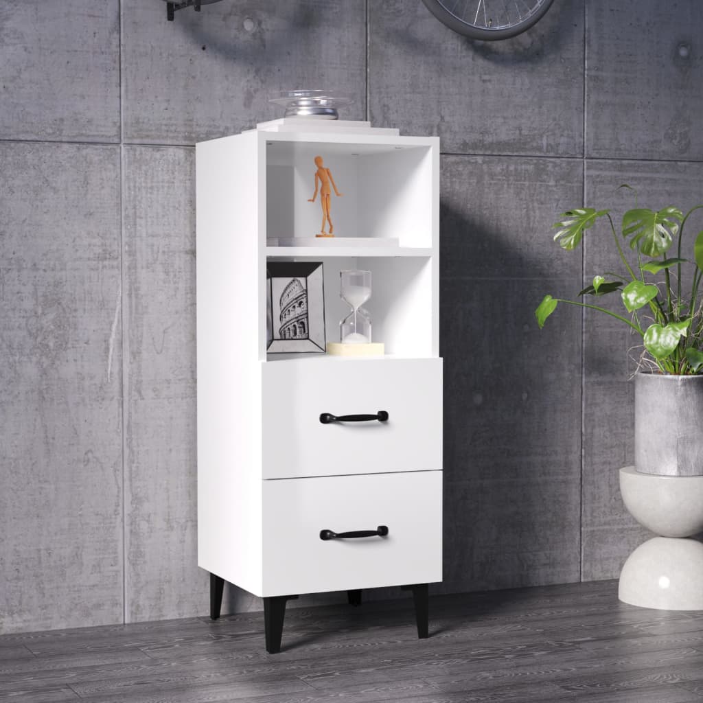 Sideboard High Gloss White 34.5x34x90 cm Engineered Wood - Unbeatable Bargains