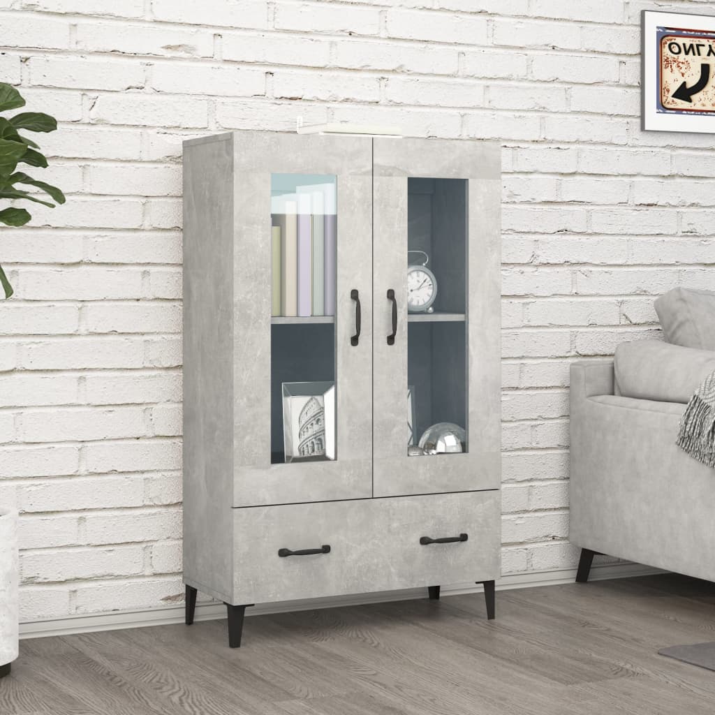 Highboard Concrete Grey 70x31x115 cm Engineered Wood - Merlin Deals