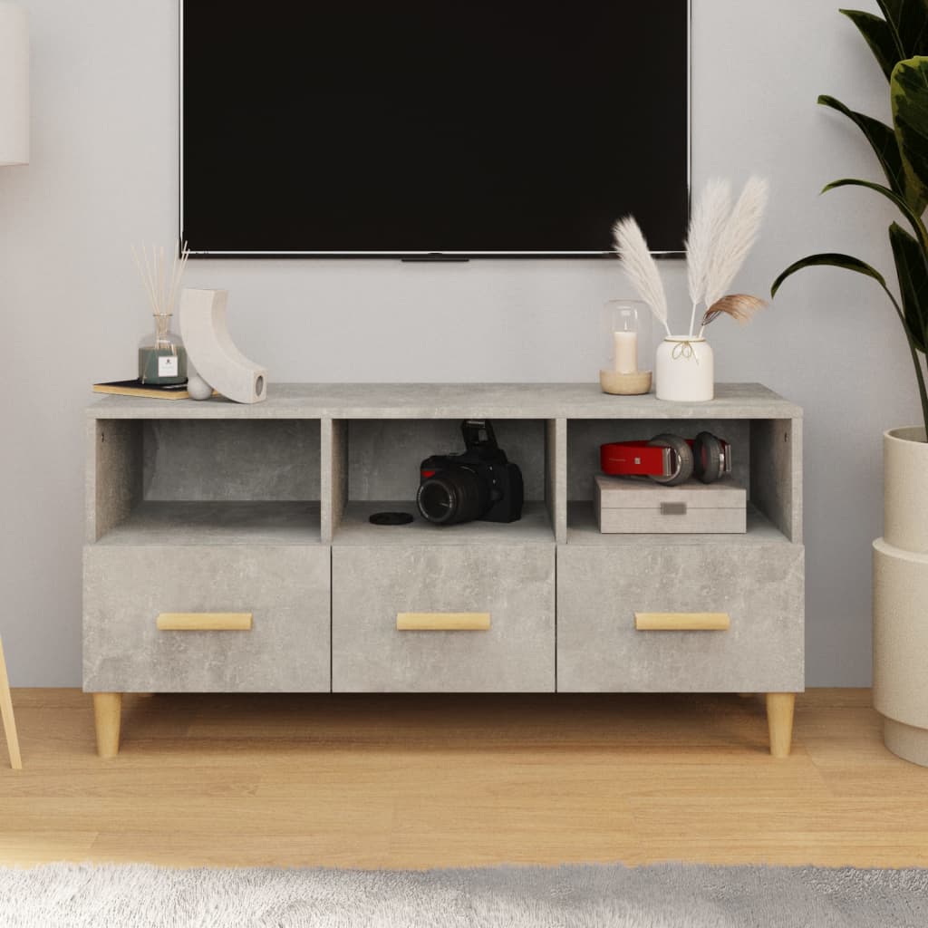 TV Cabinet Concrete Grey 102x36x50 cm Engineered Wood - Discount Dealers