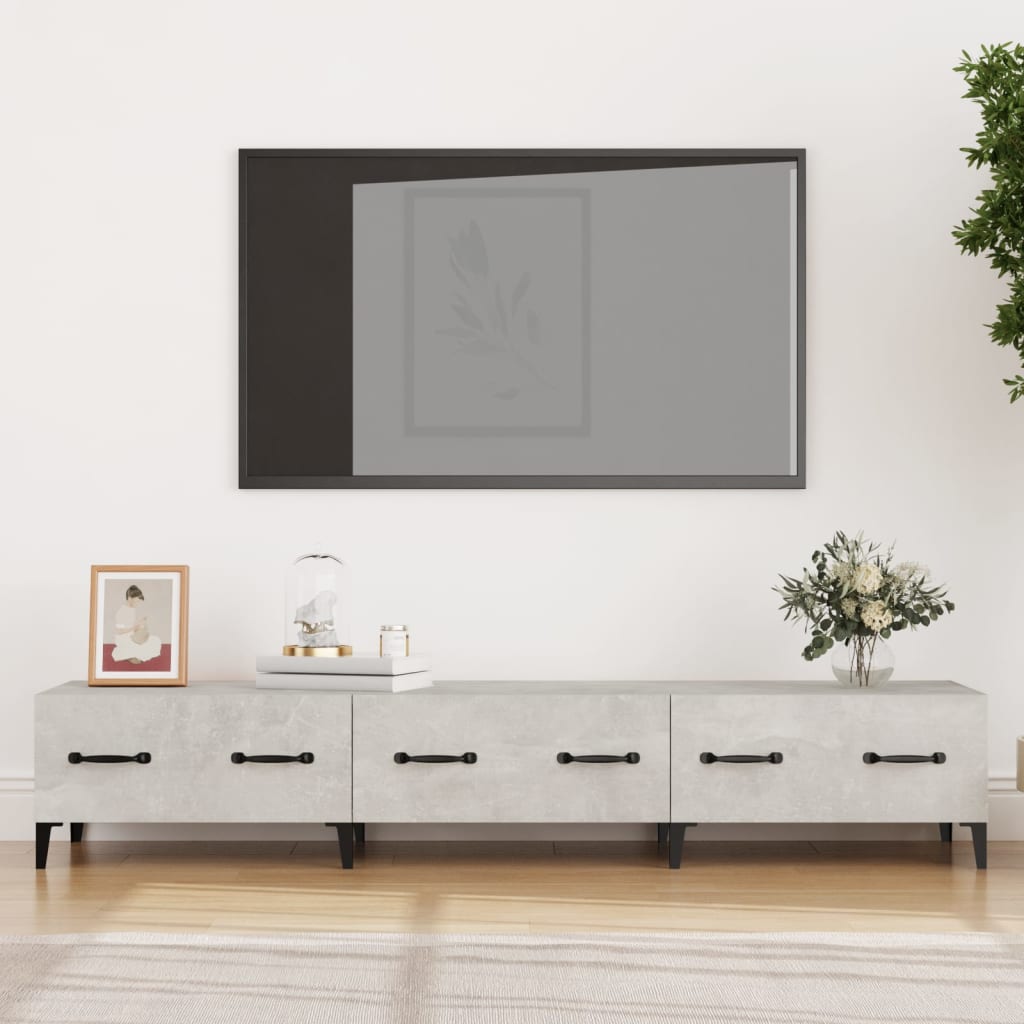 TV Cabinet Concrete Grey 150x34,5x30 cm Engineered Wood - Merlin Deals