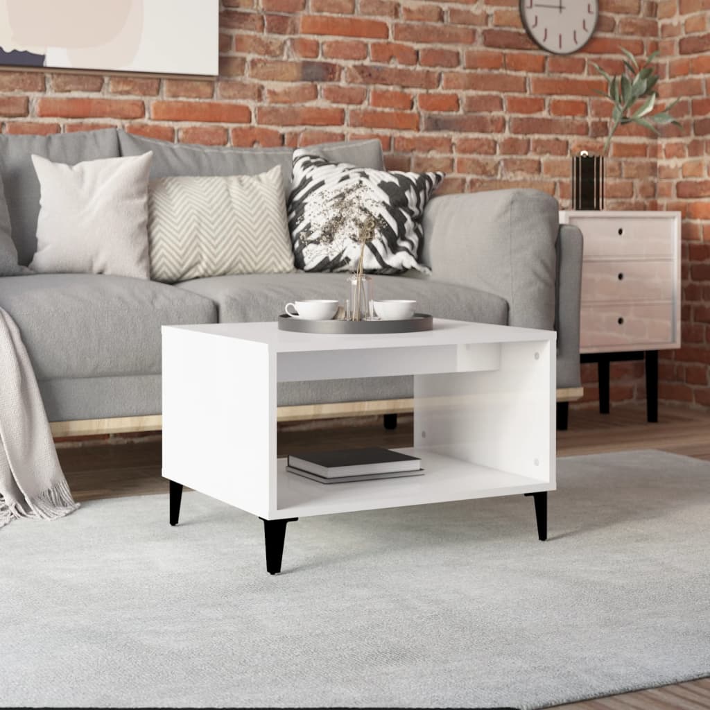 Coffee Table High Gloss White 60x50x40 cm Engineered Wood - R and M Furniture