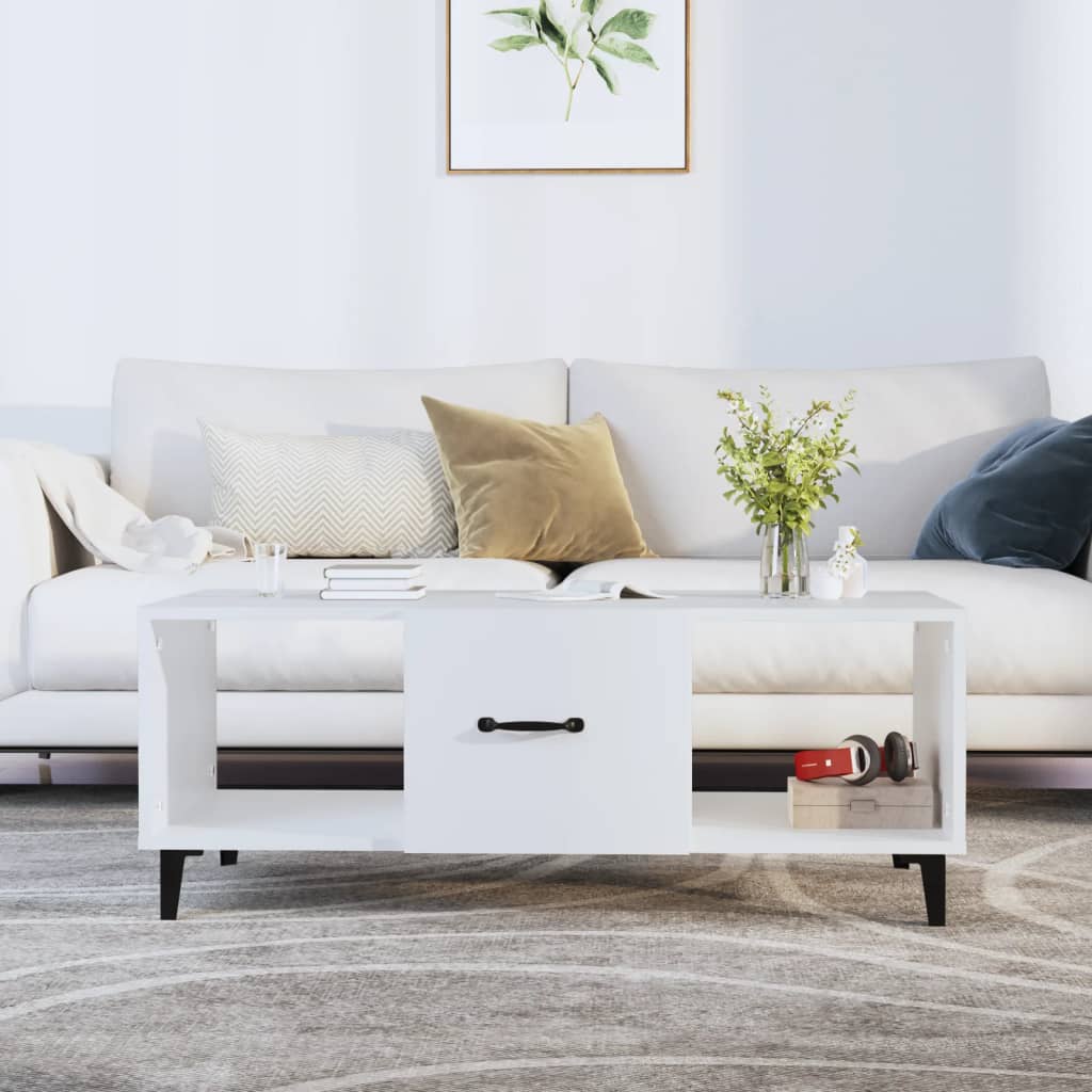 Coffee Table White 102x50x40 cm Engineered Wood - Casper Homes