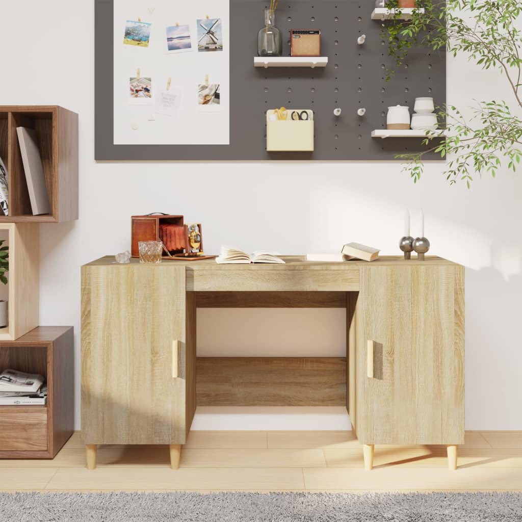 Desk Sonoma Oak 140x50x75 cm Engineered Wood - Brittle & Co