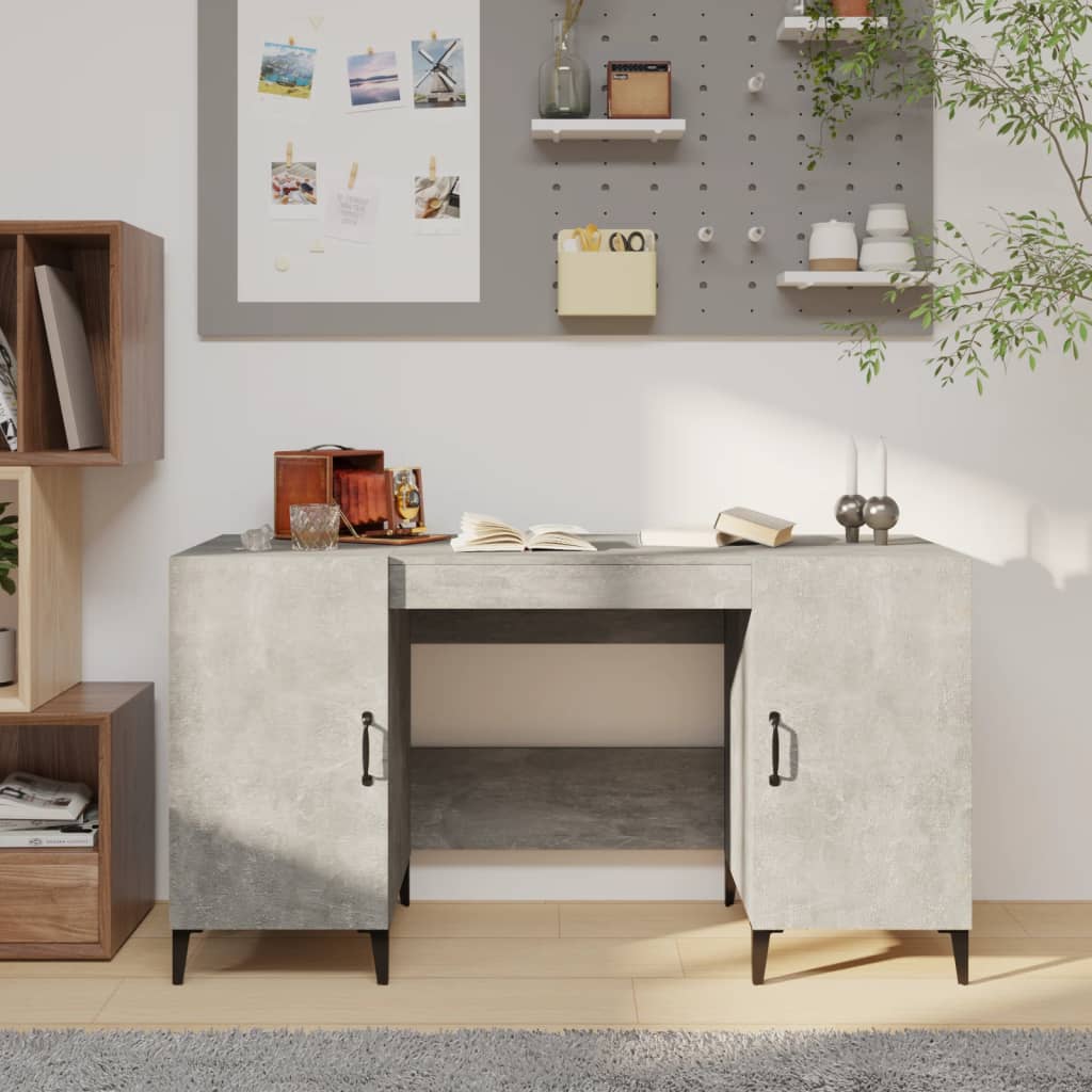 Desk Concrete Grey 140x50x75 cm Engineered Wood - Direct Imports