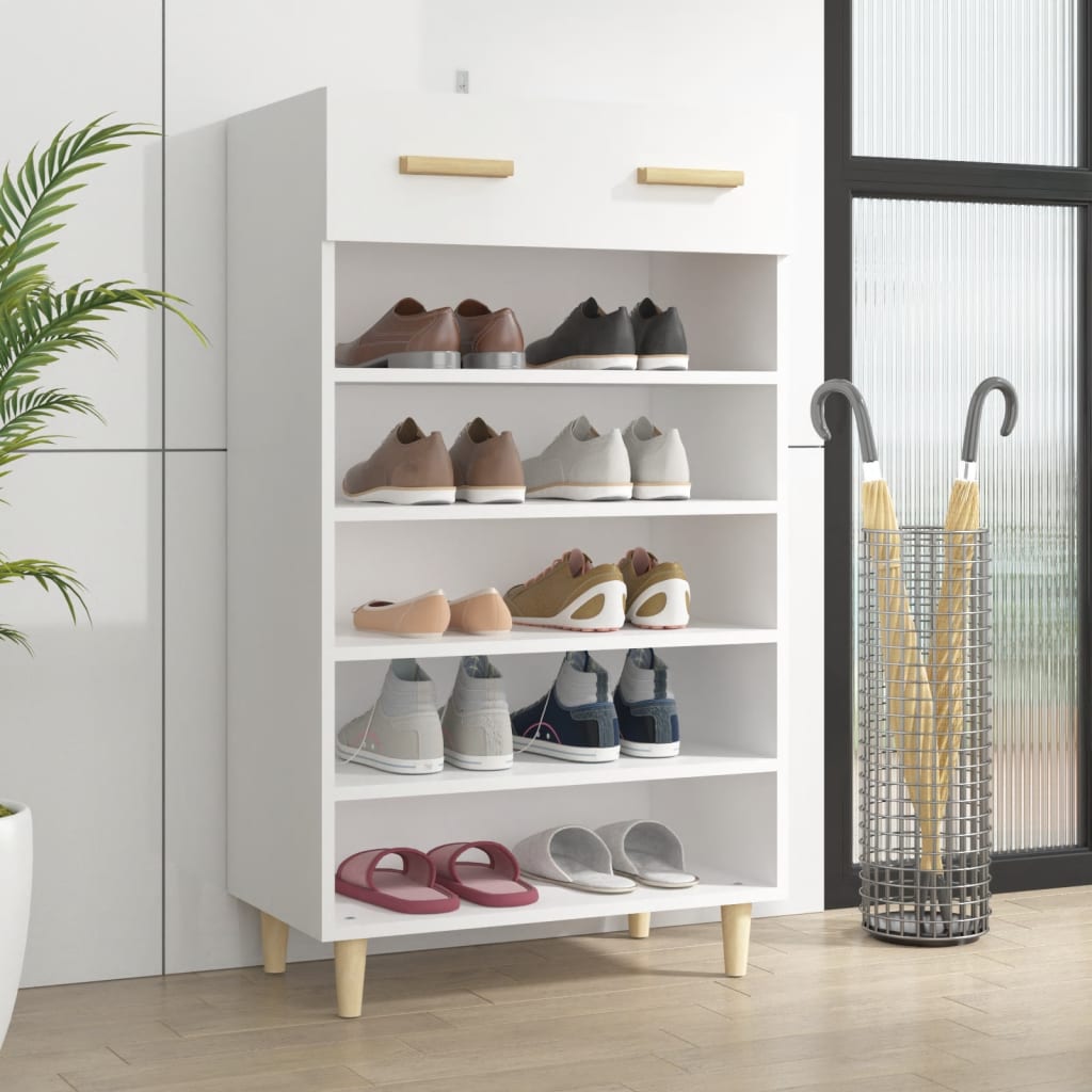 Shoe Cabinet White 60x35x105 cm Engineered Wood - R and M Furniture