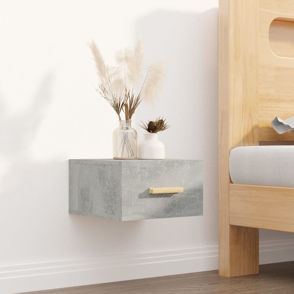 Bedside Table - MERLIN Samir Nightstand Concrete Grey 35cm - Decor Base