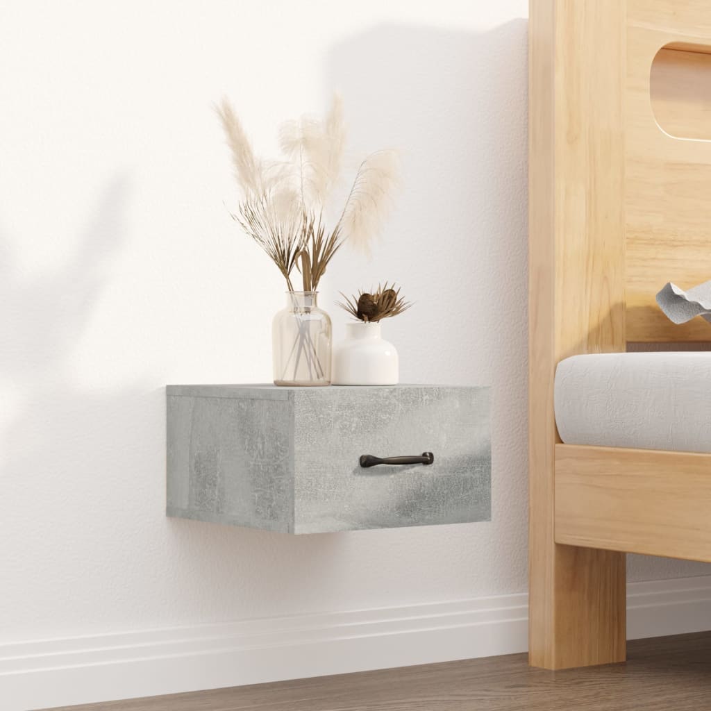 Bedside Table - MERLIN Jace Nightstand Concrete Grey 35cm - Merlin Deals
