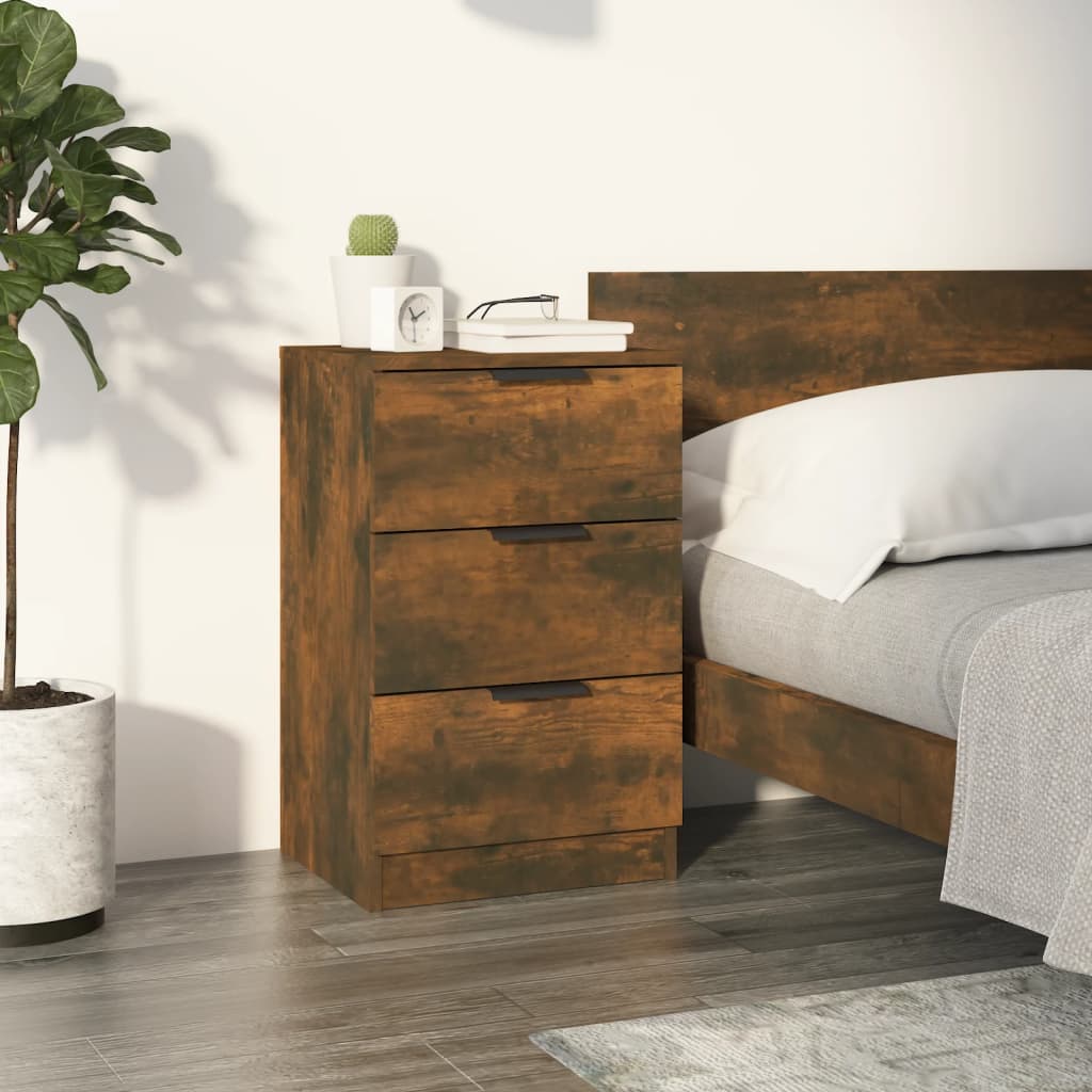Bedside Table - MIDLAND Nightstand Smoked Oak 40cm - Millennium Furniture