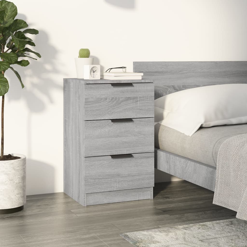 Bedside Table - MIDLAND Nightstand Grey Sonoma 40cm - R and M Furniture