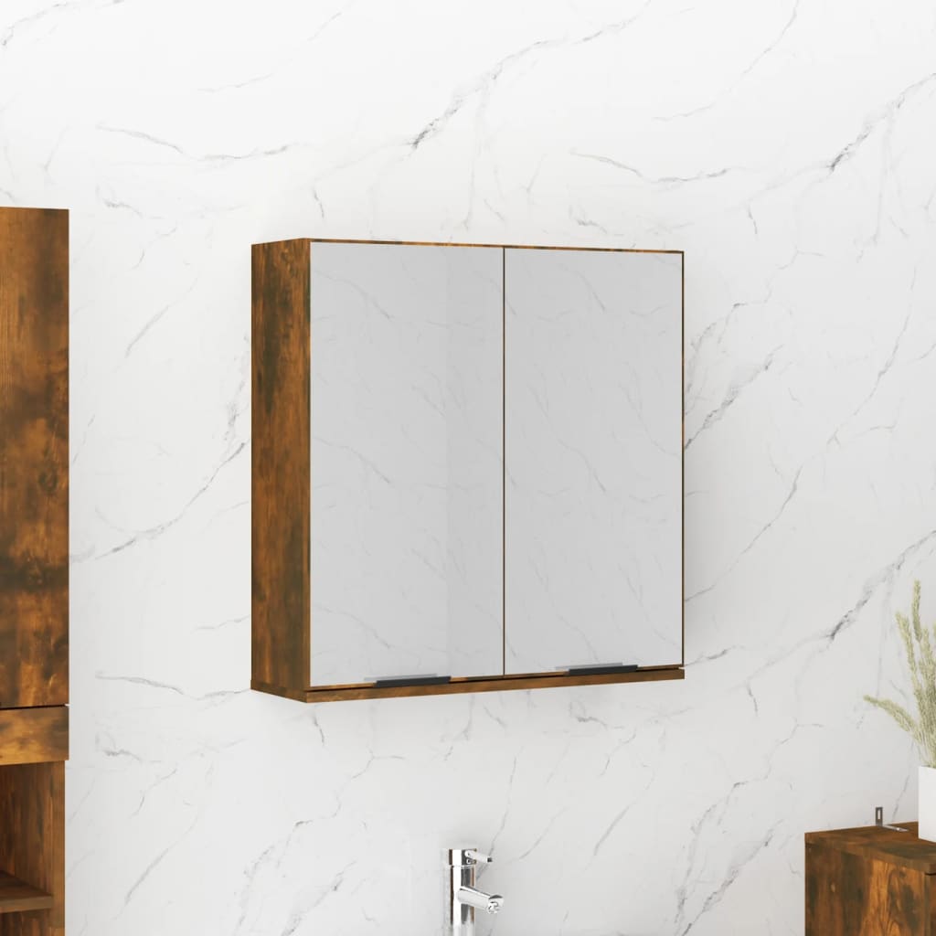 Bathroom Mirror Cabinet Smoked Oak 64x20x67 cm - Direct Imports