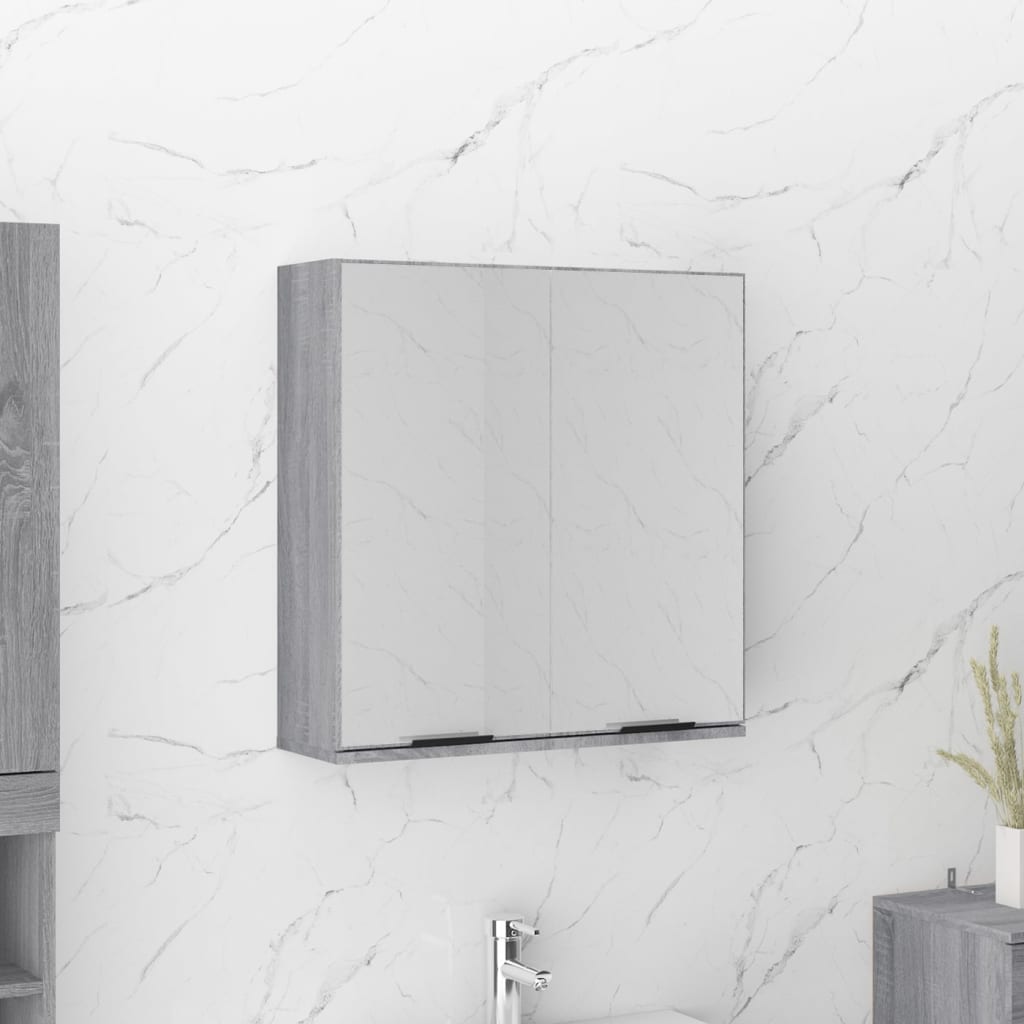 Bathroom Mirror Cabinet Grey Sonoma 64x20x67 cm - Discount Dealers