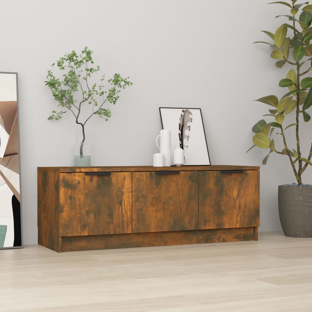 TV Cabinet Smoked Oak 102x35x36.5 cm Engineered Wood - Tyrell & Tyrell