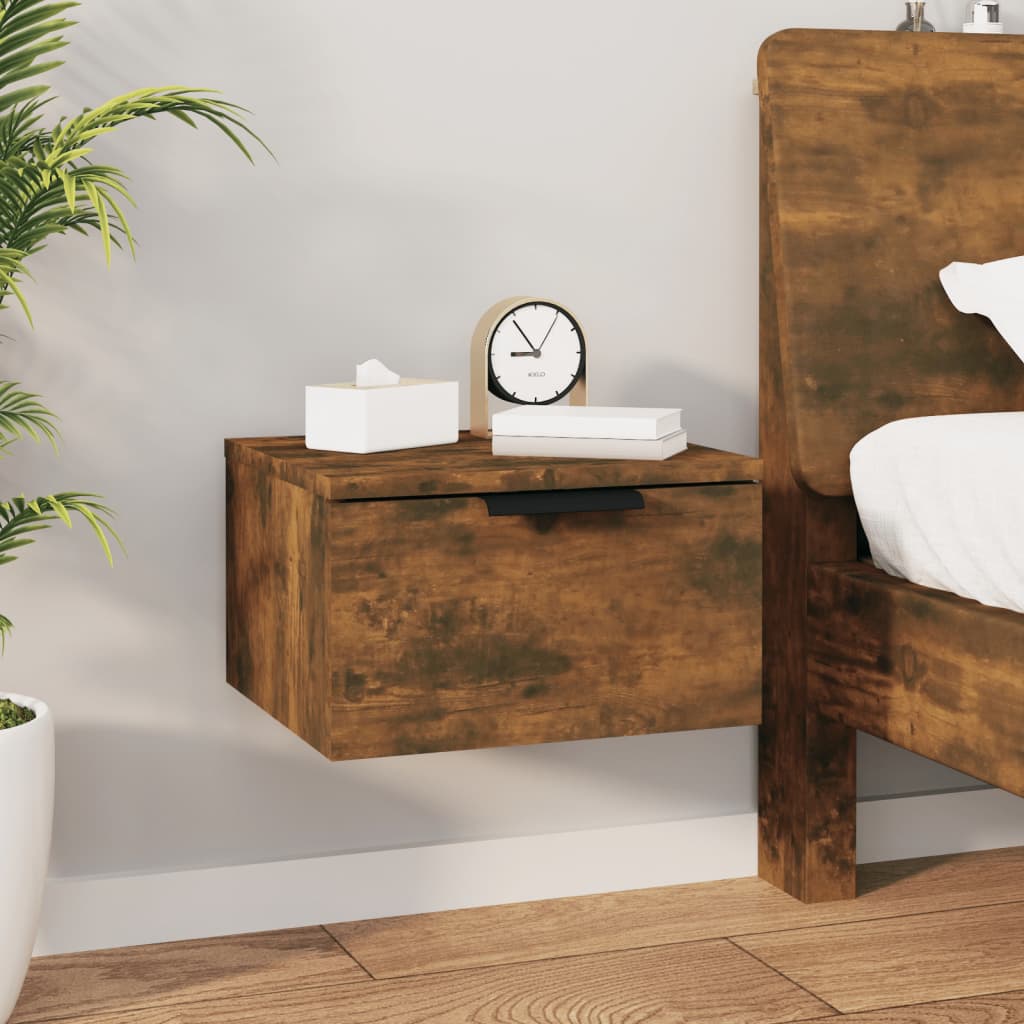 Bedside Table - RADFORD Nightstand Smoked Oak 34cm - Millennium Furniture