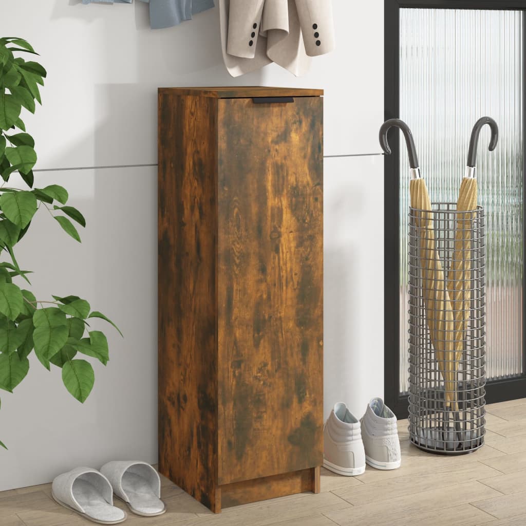 Shoe Cabinet Smoked Oak 30x35x100 cm Engineered Wood - Merlin Deals