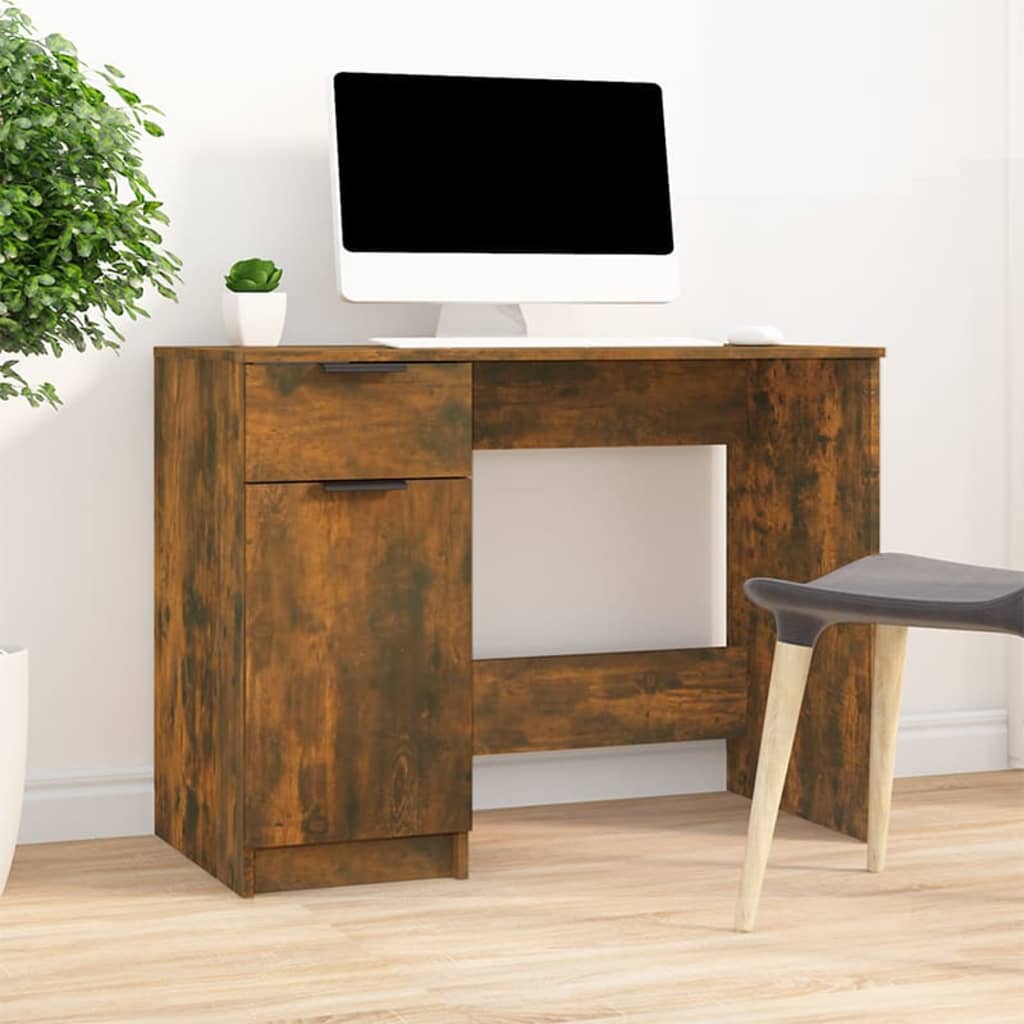 Desk Smoked Oak 100x50x75 cm Engineered Wood - Sid & Sam