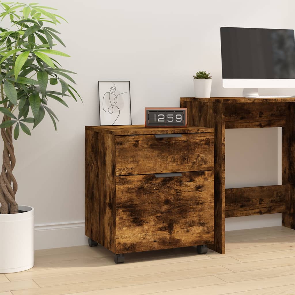 Mobile File Cabinet with Wheels Smoked Oak 45x38x54 cm Engineered Wood - Millennium Furniture