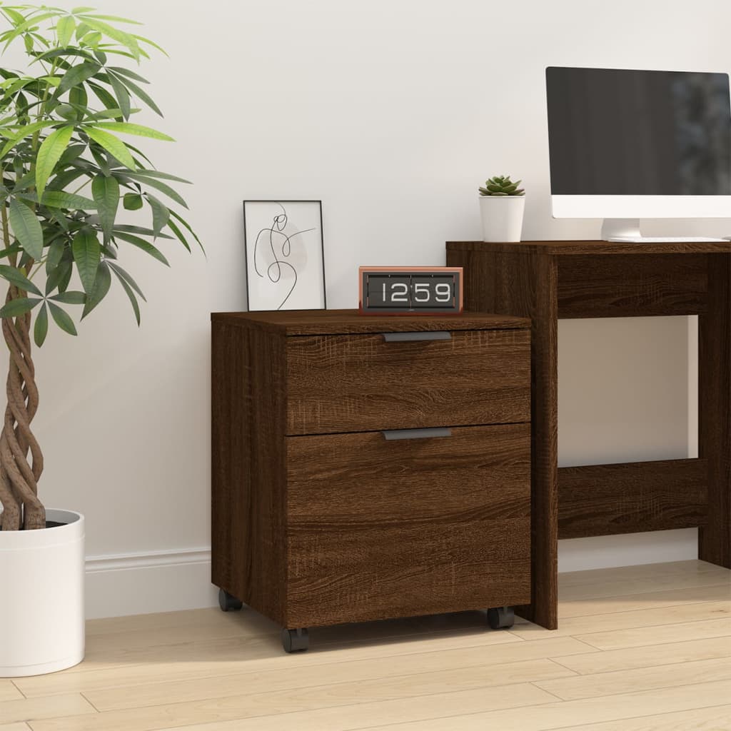 Mobile File Cabinet with Wheels Brown Oak 45x38x54 cm Engineered Wood - Millennium Furniture