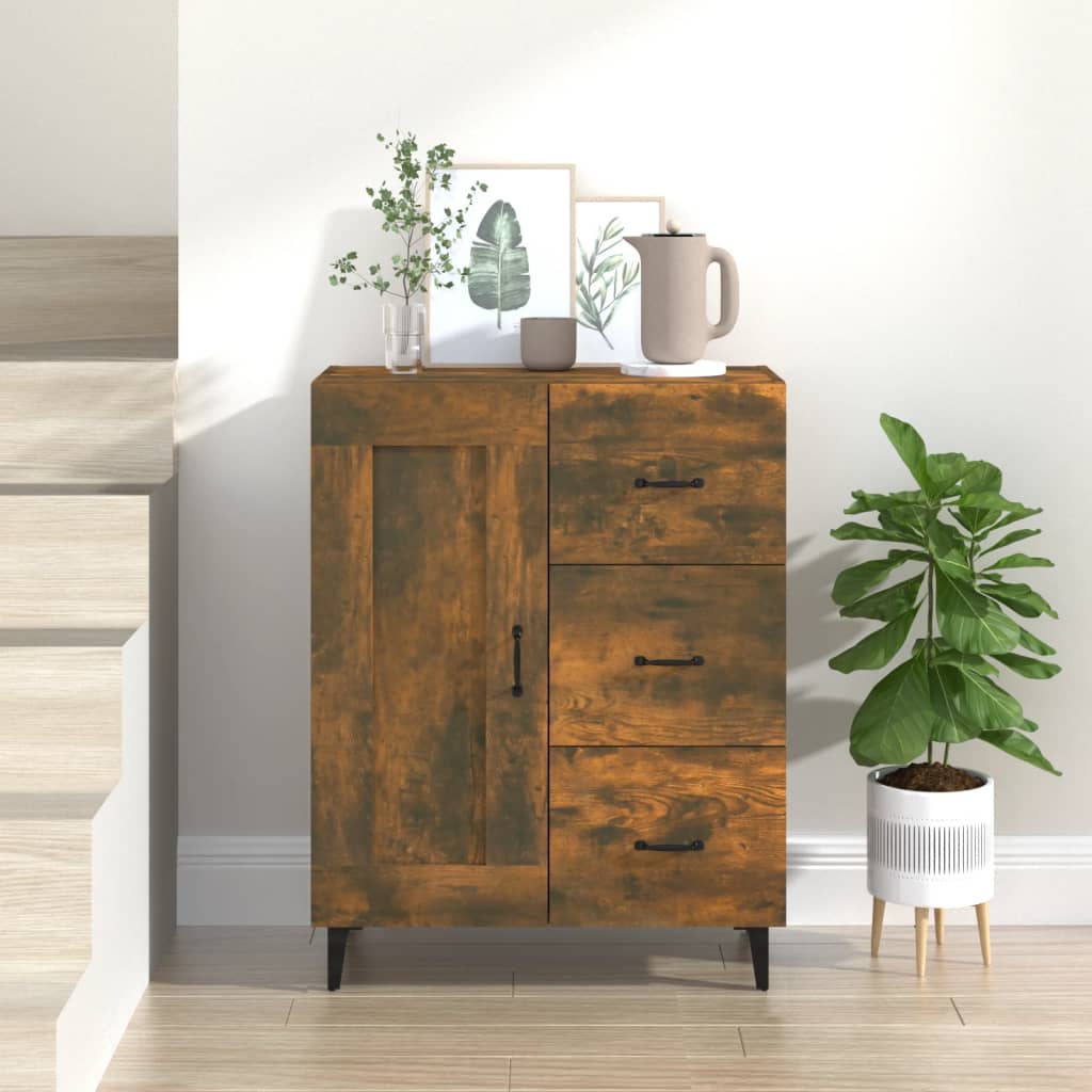 Sideboard Smoked Oak 69.5x34x90 cm Engineered Wood - The Home Maker