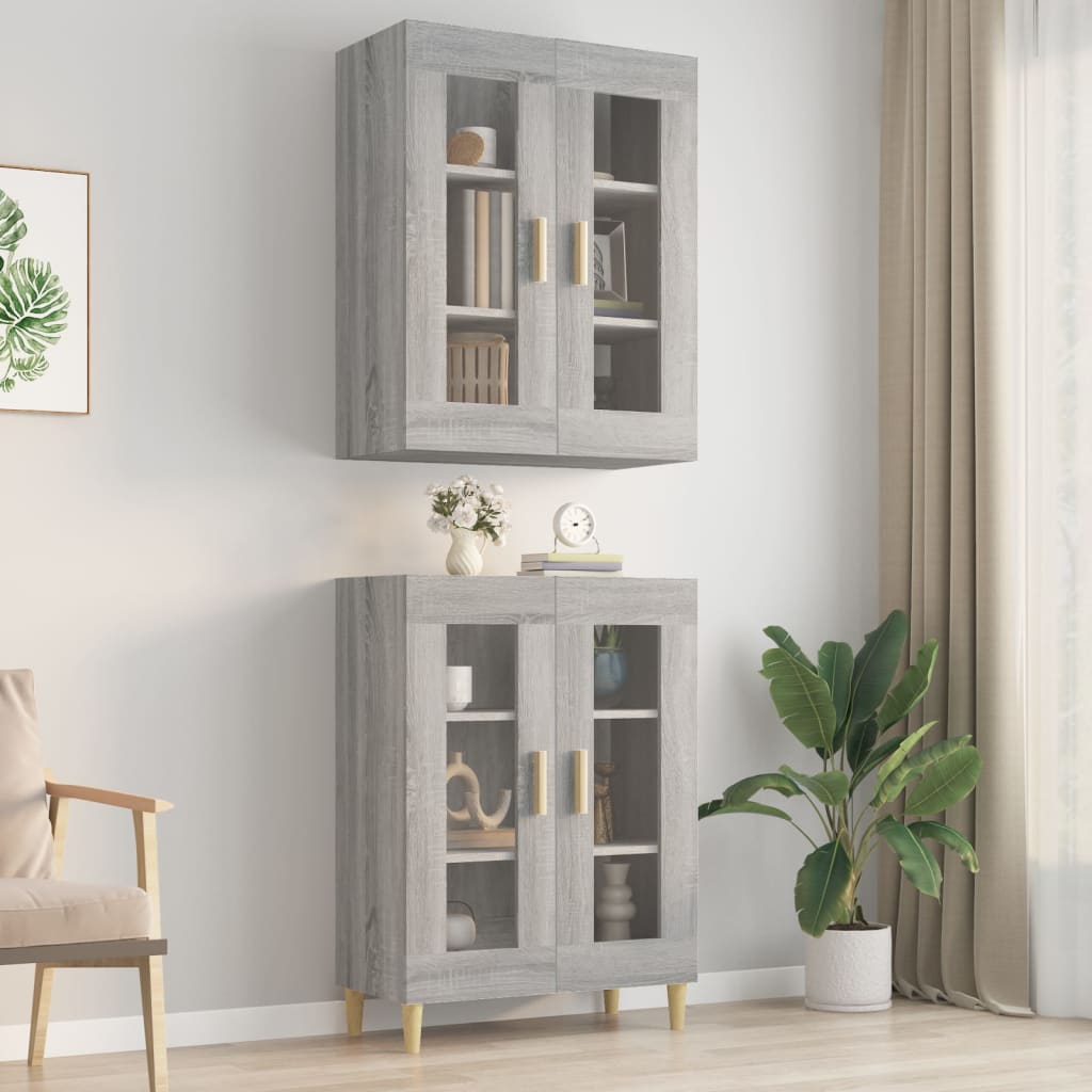 Hanging Wall Cabinet Grey Sonoma 69.5x34x90 cm - R and M Furniture