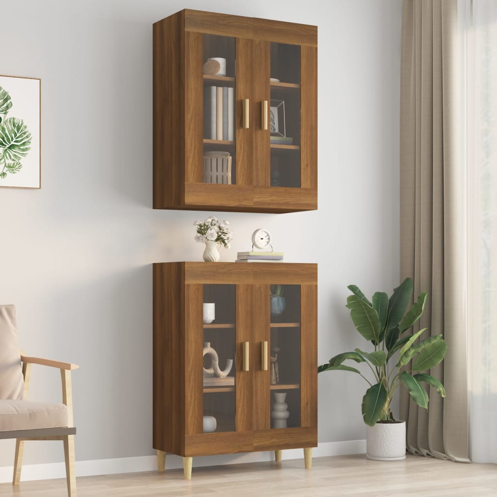 Hanging Wall Cabinet Brown Oak 69.5x34x90 cm - Sid & Sam