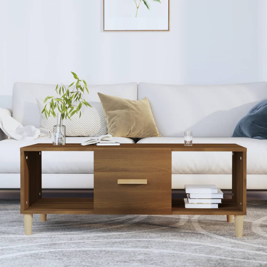 Coffee Table Brown Oak 102x50x40 cm Engineered Wood - The Home Maker