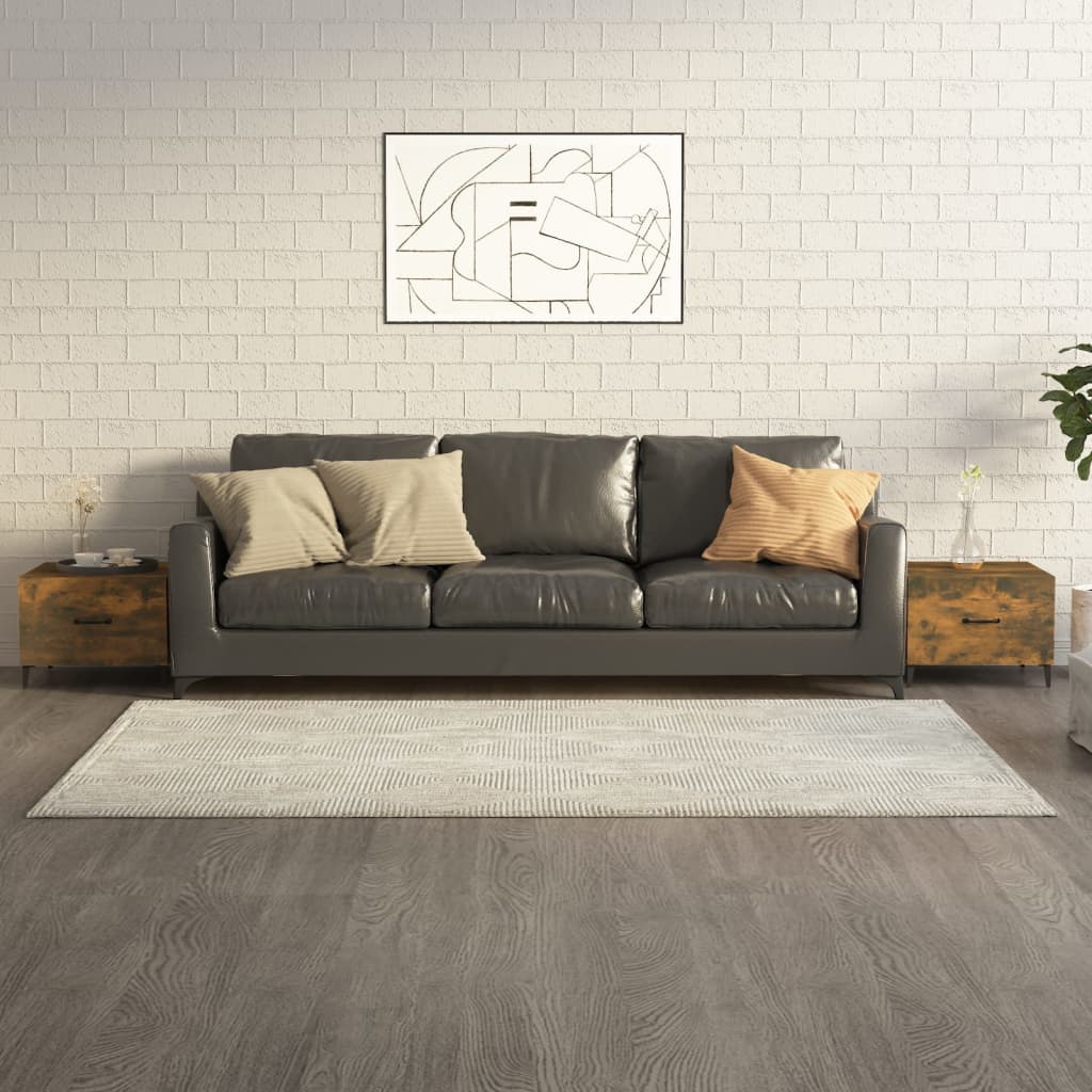 Coffee Tables with Metal Legs 2 pcs Smoked Oak 50x50x40 cm - Tyrell & Tyrell