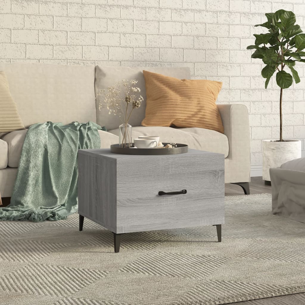 Coffee Table with Metal Legs Grey Sonoma 50x50x40 cm - Sid & Sam