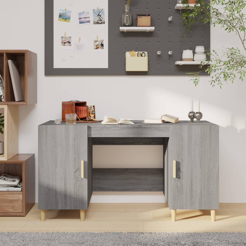 Desk Grey Sonoma 140x50x75 cm Engineered Wood - Decor Base