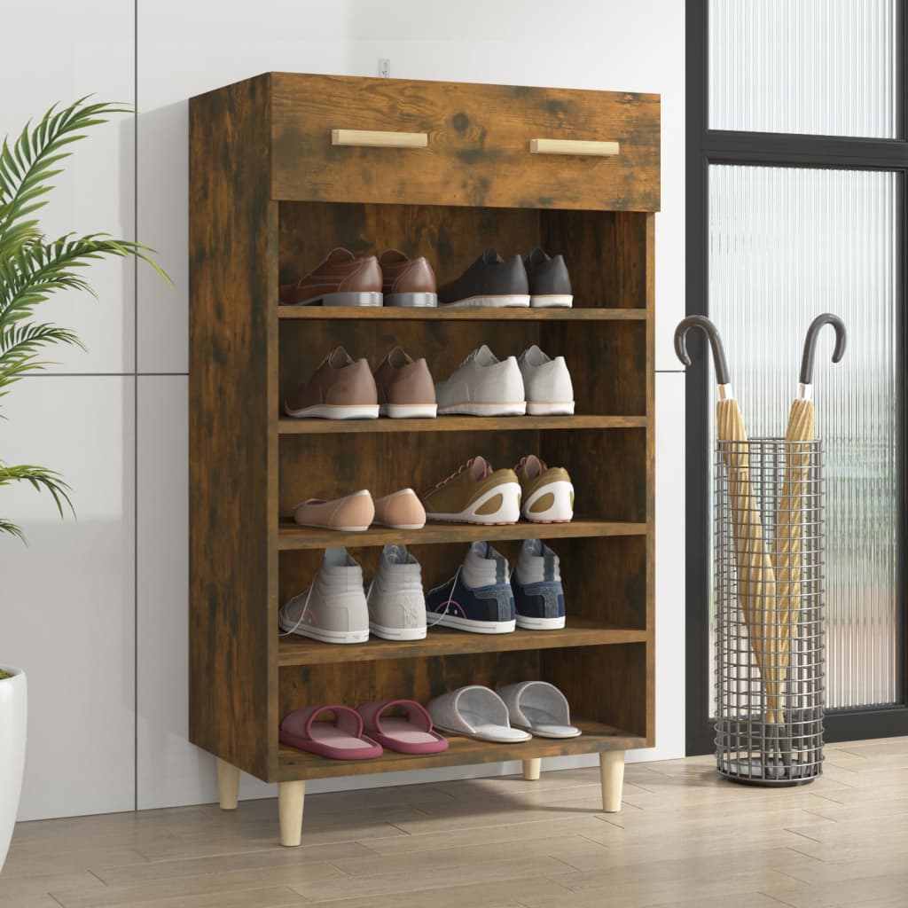 Shoe Cabinet Smoked Oak 60x35x105 cm Engineered Wood - Discount Dealers