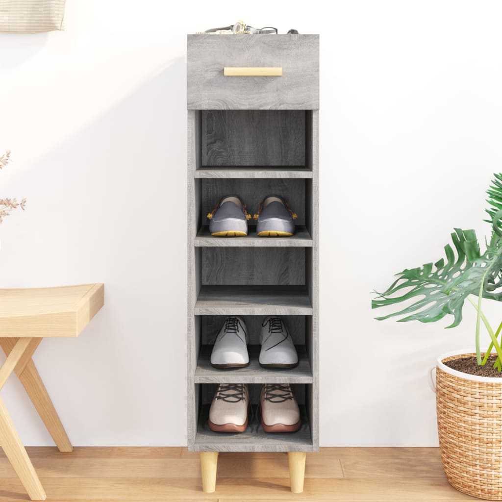 Shoe Cabinet Grey Sonoma 30x35x105 cm Engineered Wood - Design Hut