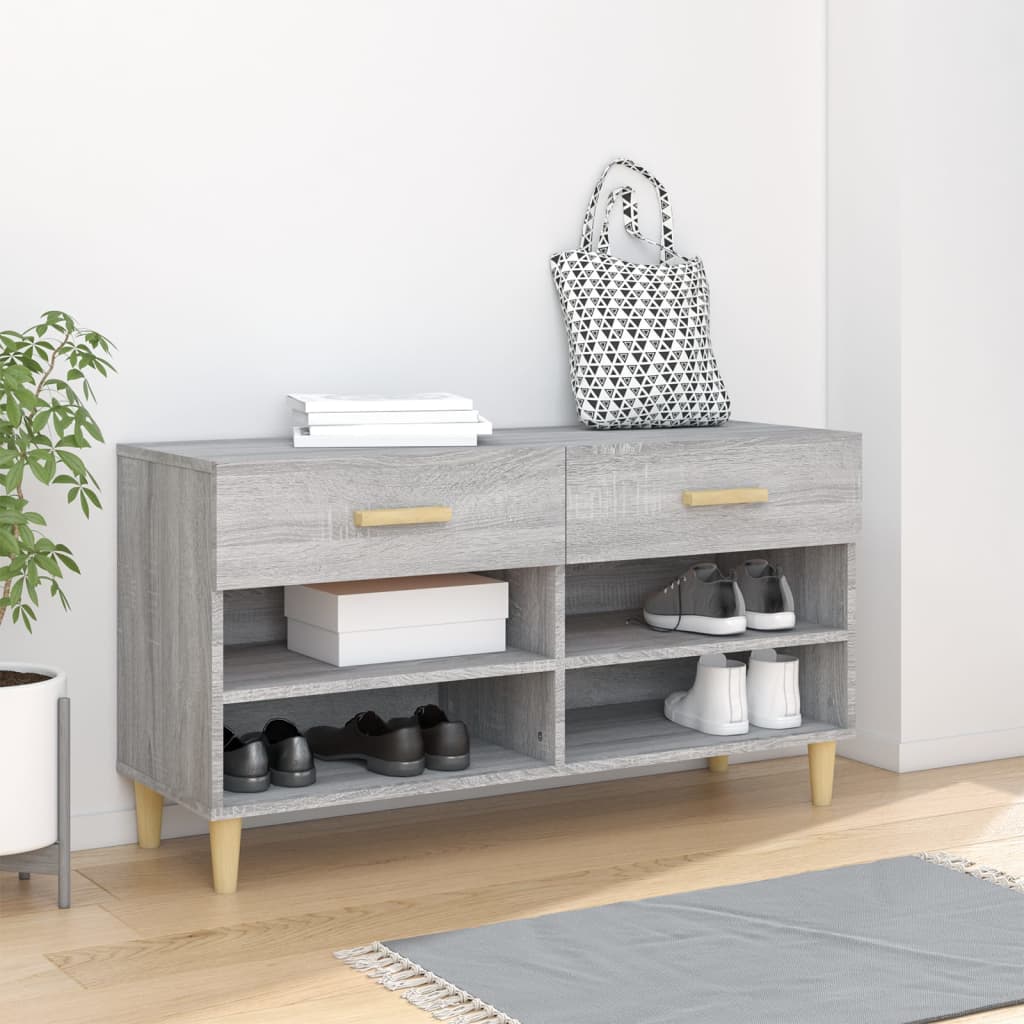 Shoe Cabinet Grey Sonoma 102x35x55 cm Engineered Wood - Millennium Furniture