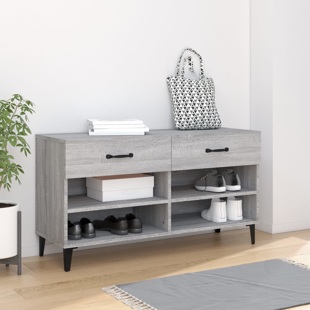 Shoe Cabinet Grey Sonoma 102x35x55 cm Engineered Wood - The Home Maker