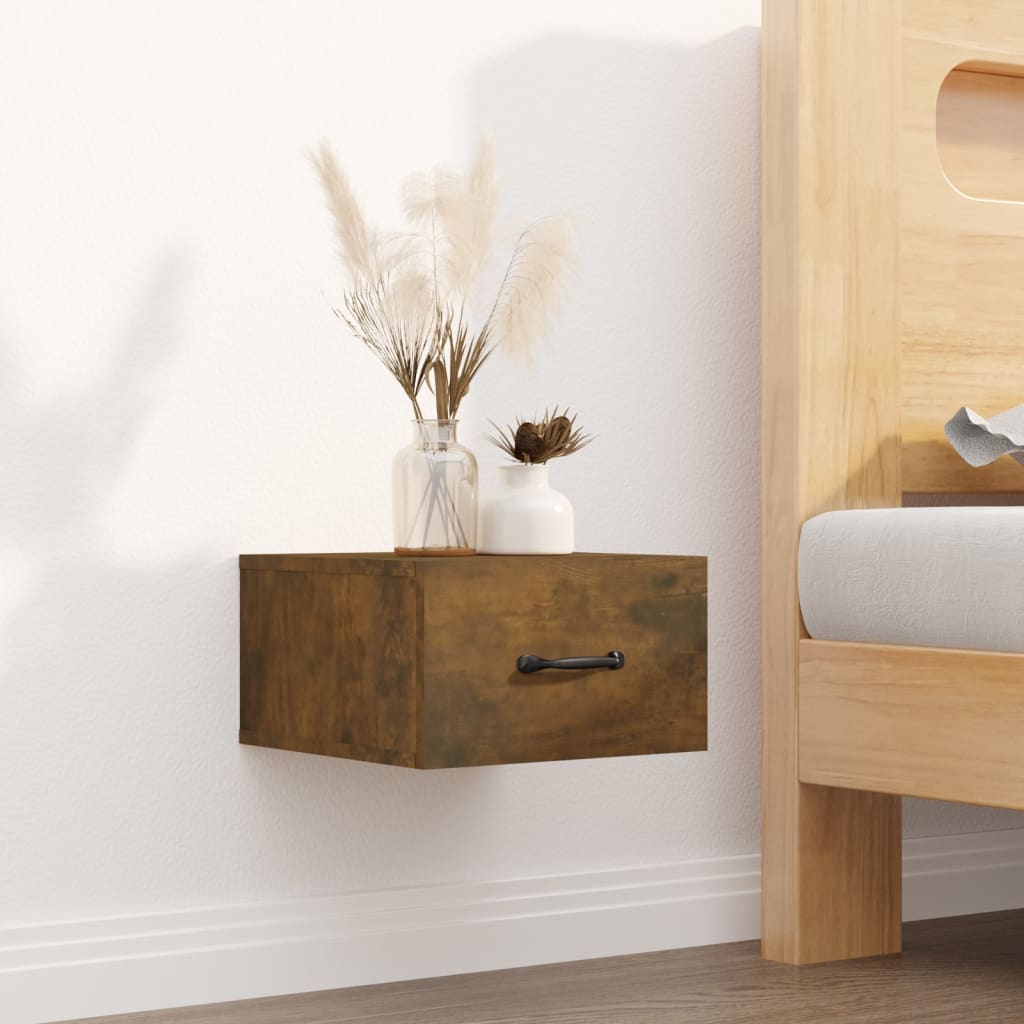 Bedside Table - MERLIN Sam Nightstand Smoked Oak 35cm - Unbeatable Bargains