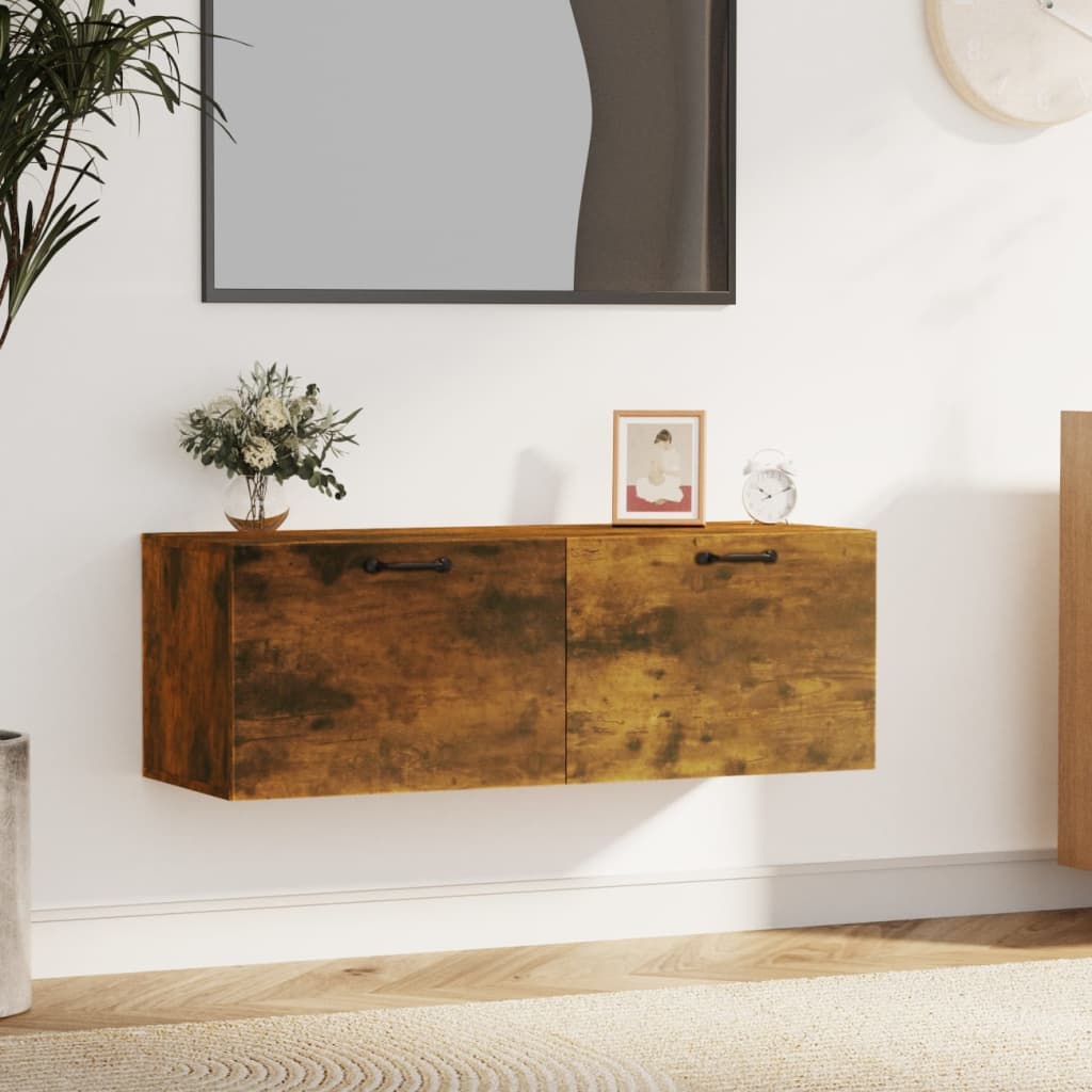 Wall Cabinet Smoked Oak 100x36.5x35 cm Engineered Wood - All Things Good