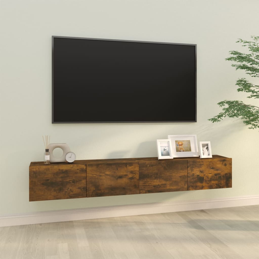 Wall TV Cabinets 2 pcs Smoked Oak 100x30x30 cm Engineered Wood - Brittle & Co