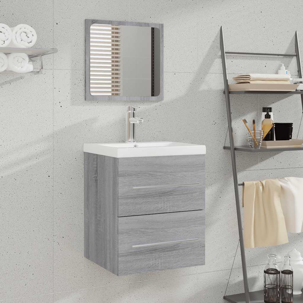 Bathroom Cabinet with Mirror Grey Sonoma 41x38.5x48 cm Engineered Wood - Merkel Designers