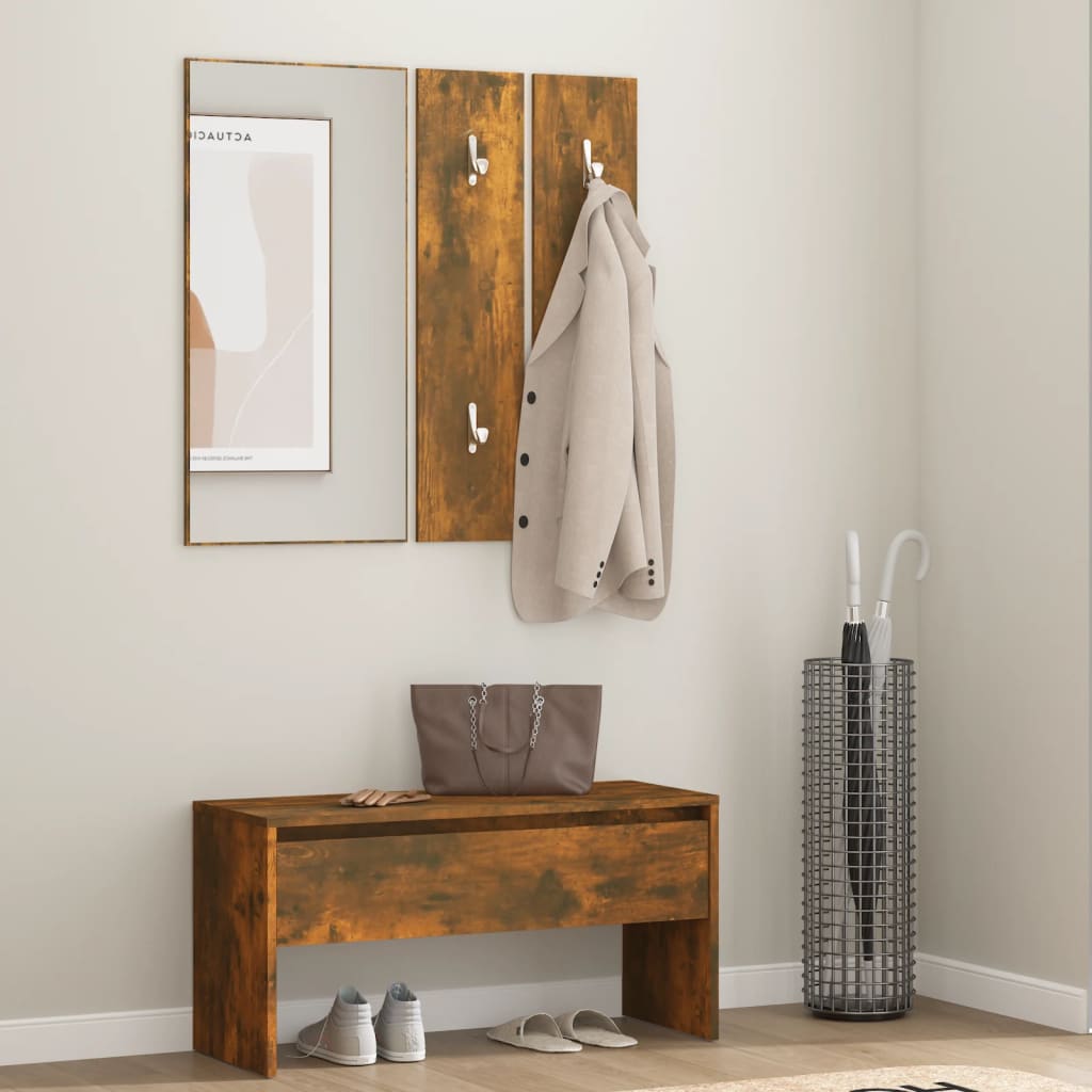 Hallway Furniture Set Smoked Oak Engineered Wood - Merlin Deals