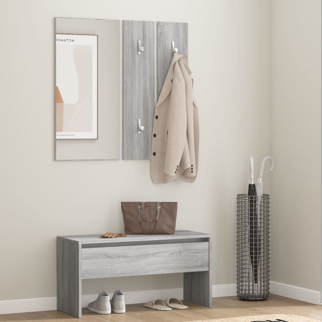Hallway Furniture Set Grey Sonoma Engineered Wood - Brittle & Co