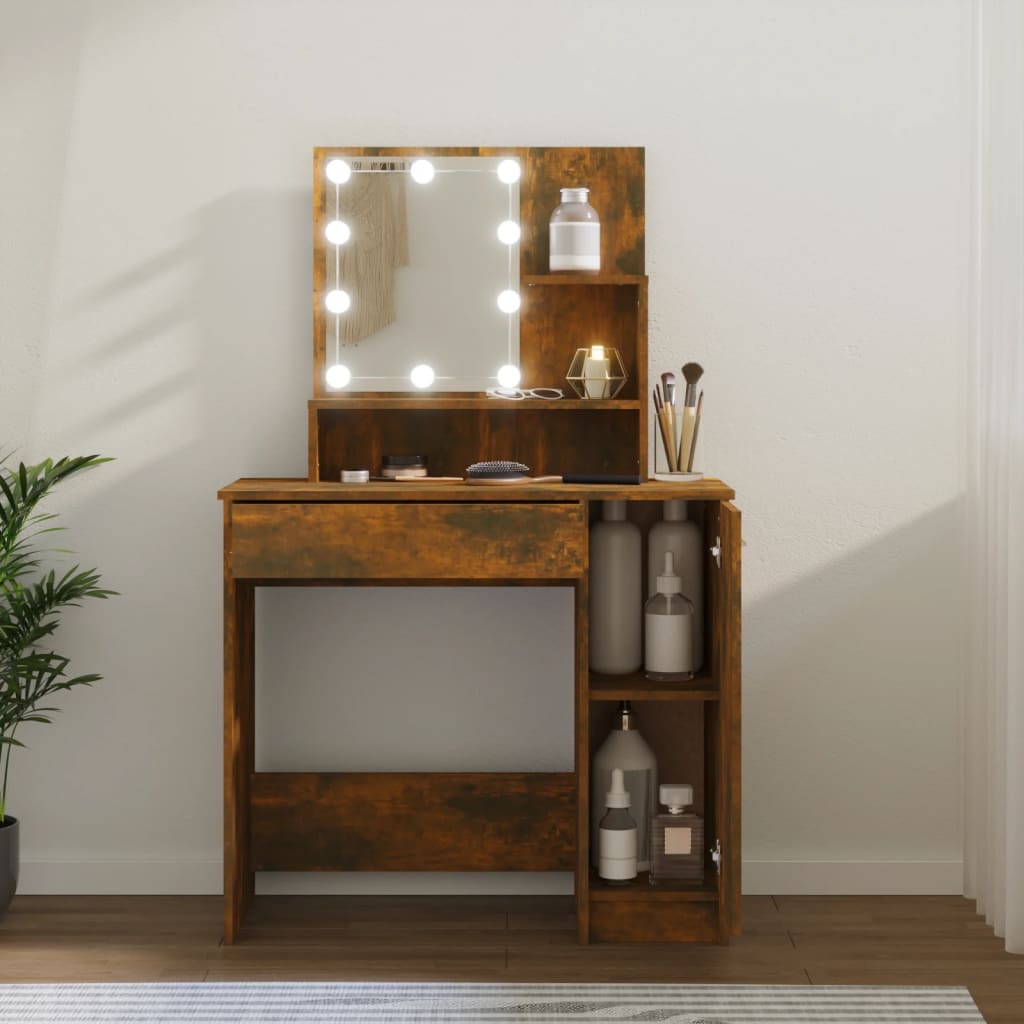 Dressing Table - CHENNAI Dresser Smoked Oak 86.5cm - Merlin Deals