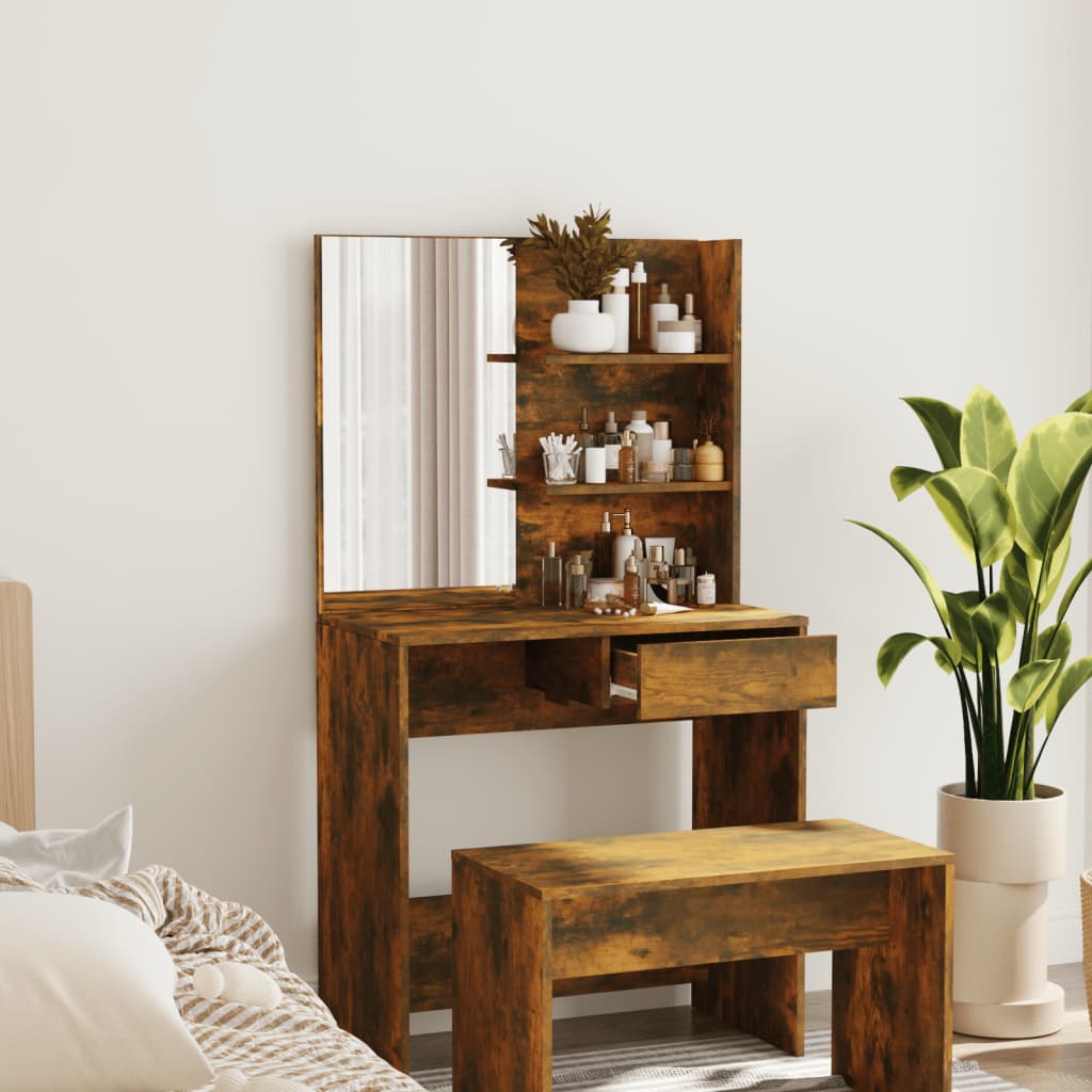 Dressing Table - SHENY Dresser Smoked Oak 74.5cm - Merlin Deals