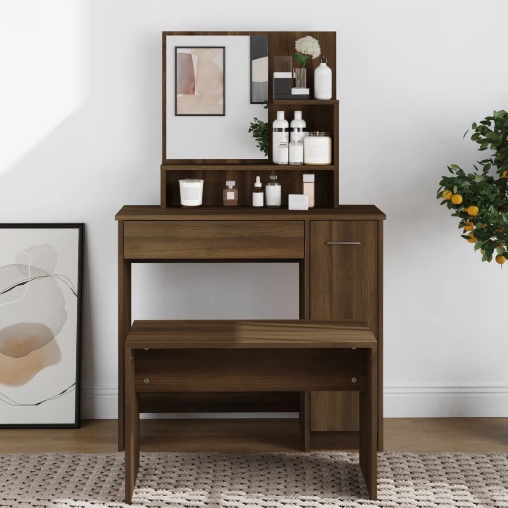 Dressing Table - AMES Dresser Brown Oak 86.5cm - All Things Good