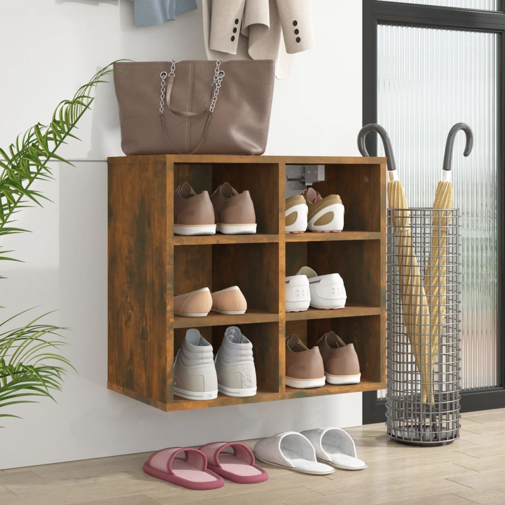Shoe Cabinet Smoked Oak 52.5x30x50 cm - Unbeatable Bargains
