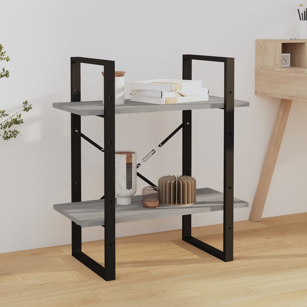 2-Tier Book Cabinet Grey Sonoma 60x30x70 cm Engineered Wood - Decor Base