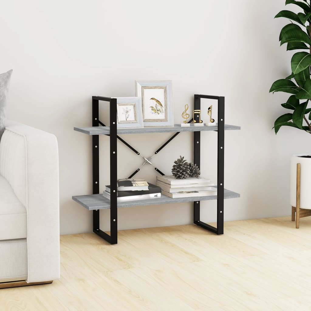 2-Tier Book Cabinet Grey Sonoma 80x30x70 cm Engineered Wood - Tyrell & Tyrell