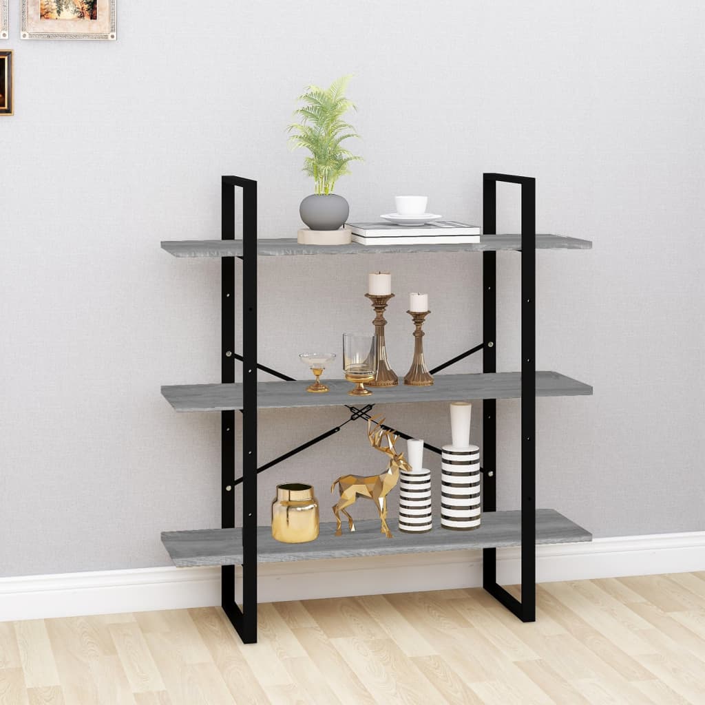 Book Cabinet Grey Sonoma 100x30x105 cm Engineered Wood - R and M Furniture