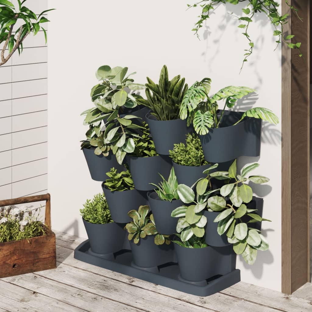 Vertical Garden Plant Set 12 Pcs Anthracite Polypropylene - Casper Homes