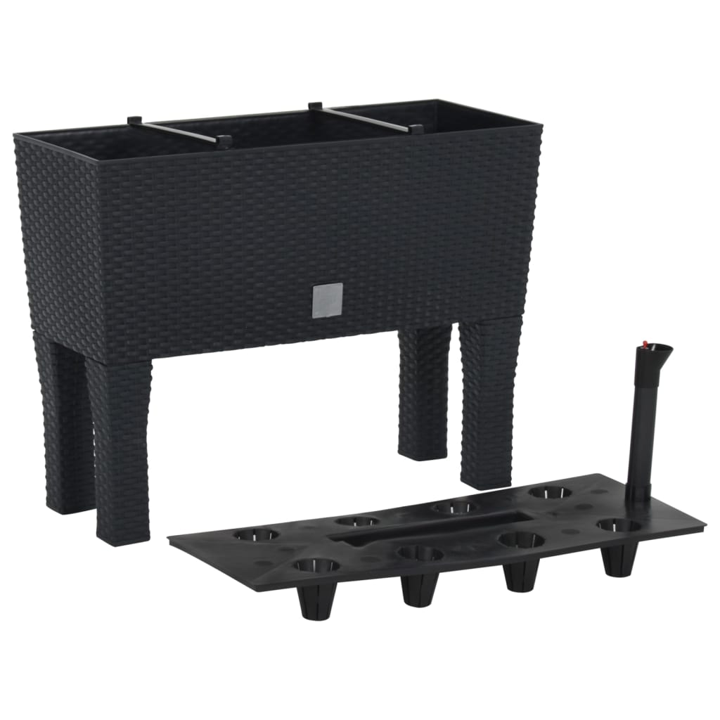 Raised Garden Bed Anthracite 60x25x46 cm PP Rattan - Decor Base